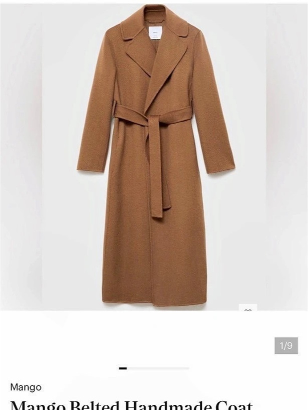 Mango Belted Handmade Coat Belted Coat in Brown